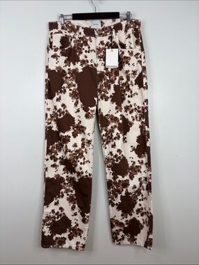New Reformation Val Jeans Womens 31 x 32 Brown Cowhide 90s Mid Rise Straight